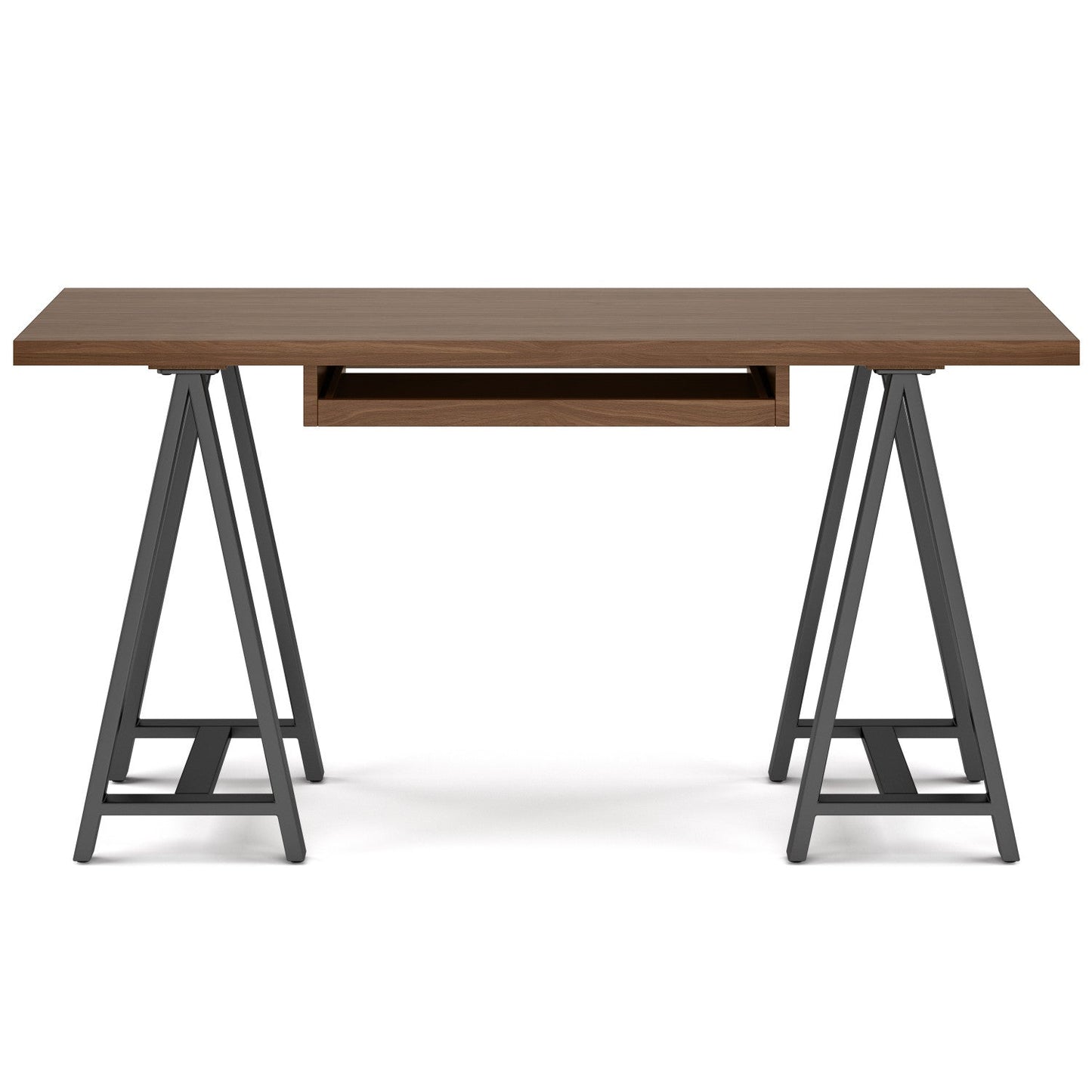 Sawhorse Solid Walnut Veneer and Metal Desk