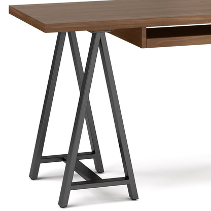 Sawhorse Solid Walnut Veneer and Metal Desk