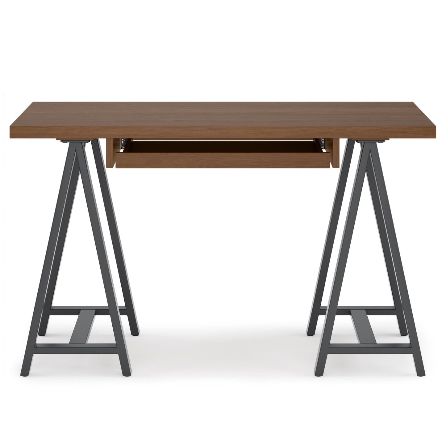 Sawhorse Solid Walnut Veneer and Metal Small Desk