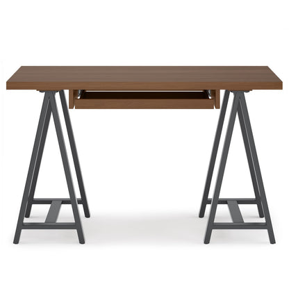 Sawhorse Solid Walnut Veneer and Metal Small Desk