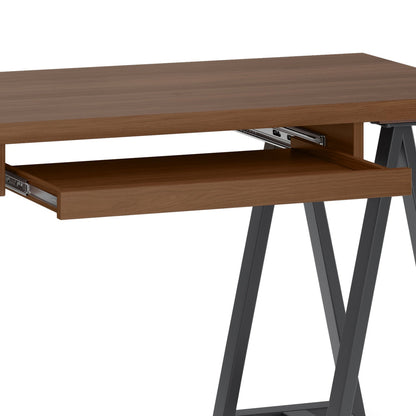 Sawhorse Solid Walnut Veneer and Metal Small Desk