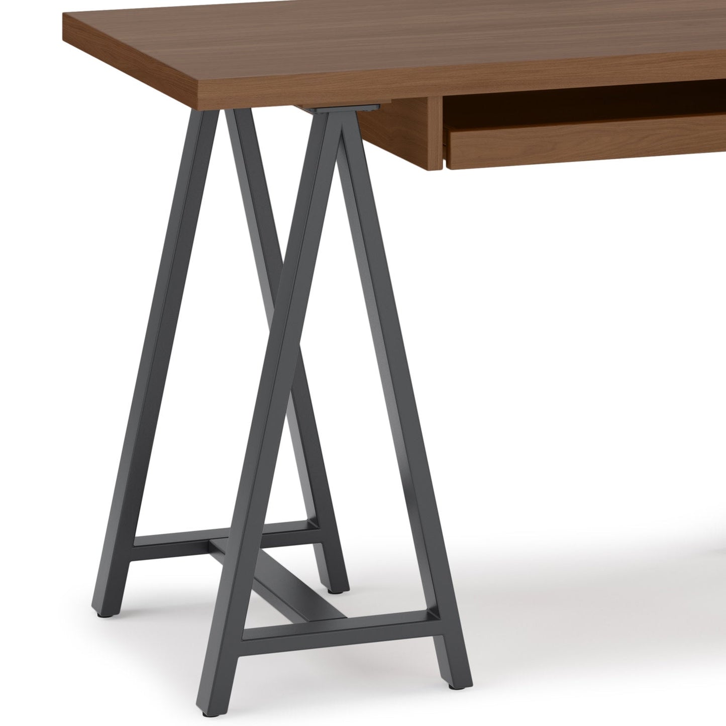 Sawhorse Solid Walnut Veneer and Metal Small Desk