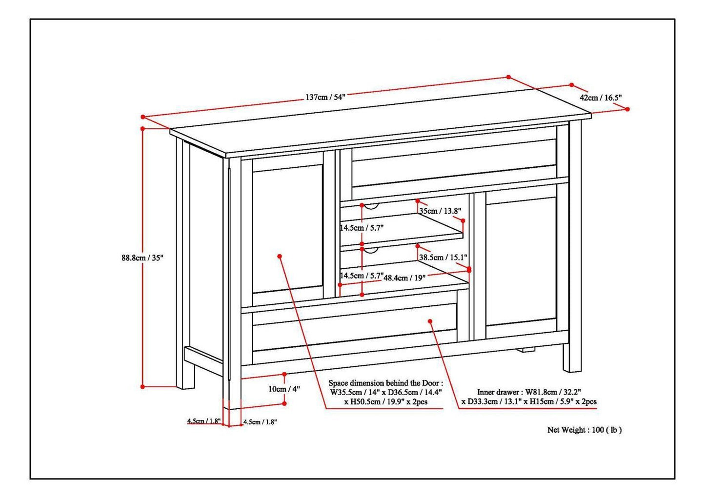 Dark Chestnut Brown | Sidney Tall TV Stand