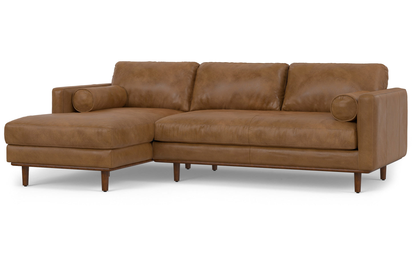 Caramel Brown Genuine Leather | Morrison Left Sectional in Genuine Leather