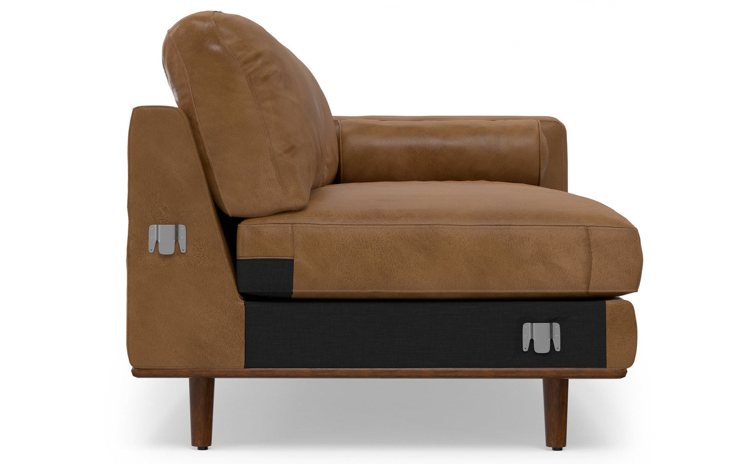 Caramel Brown Genuine Leather | Morrison Left Sectional in Genuine Leather