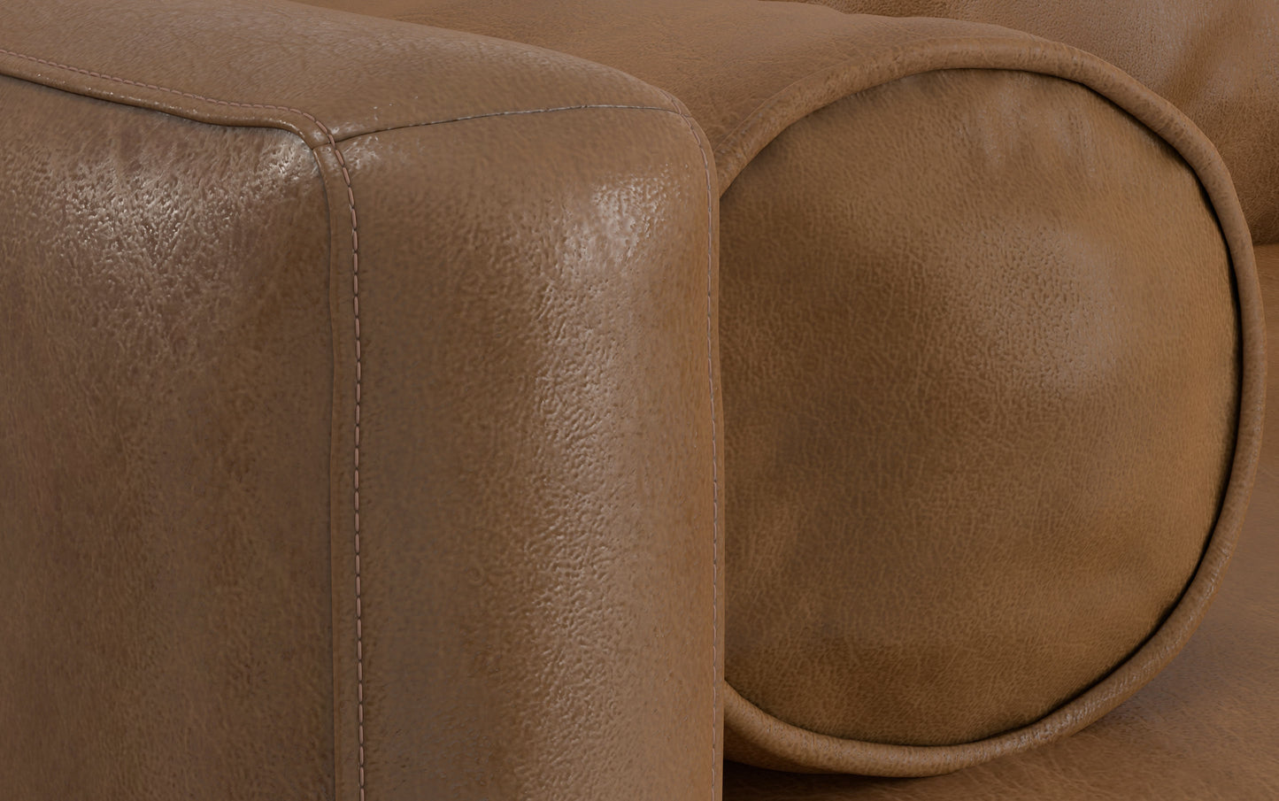 Caramel Brown Genuine Leather | Morrison Left Sectional in Genuine Leather