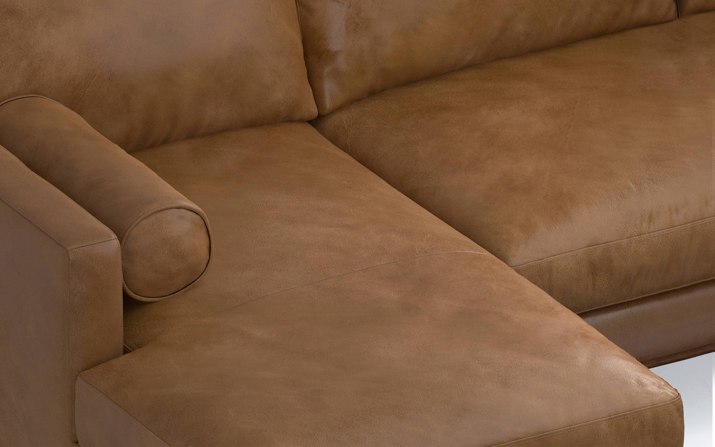 Caramel Brown Genuine Leather | Morrison Left Sectional in Genuine Leather