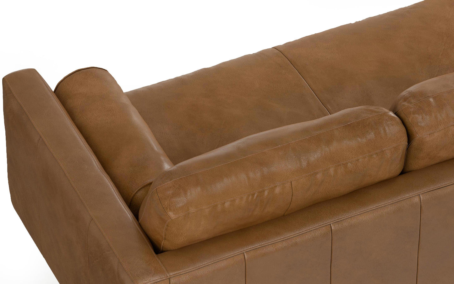 Caramel Brown Genuine Leather | Morrison Left Sectional in Genuine Leather