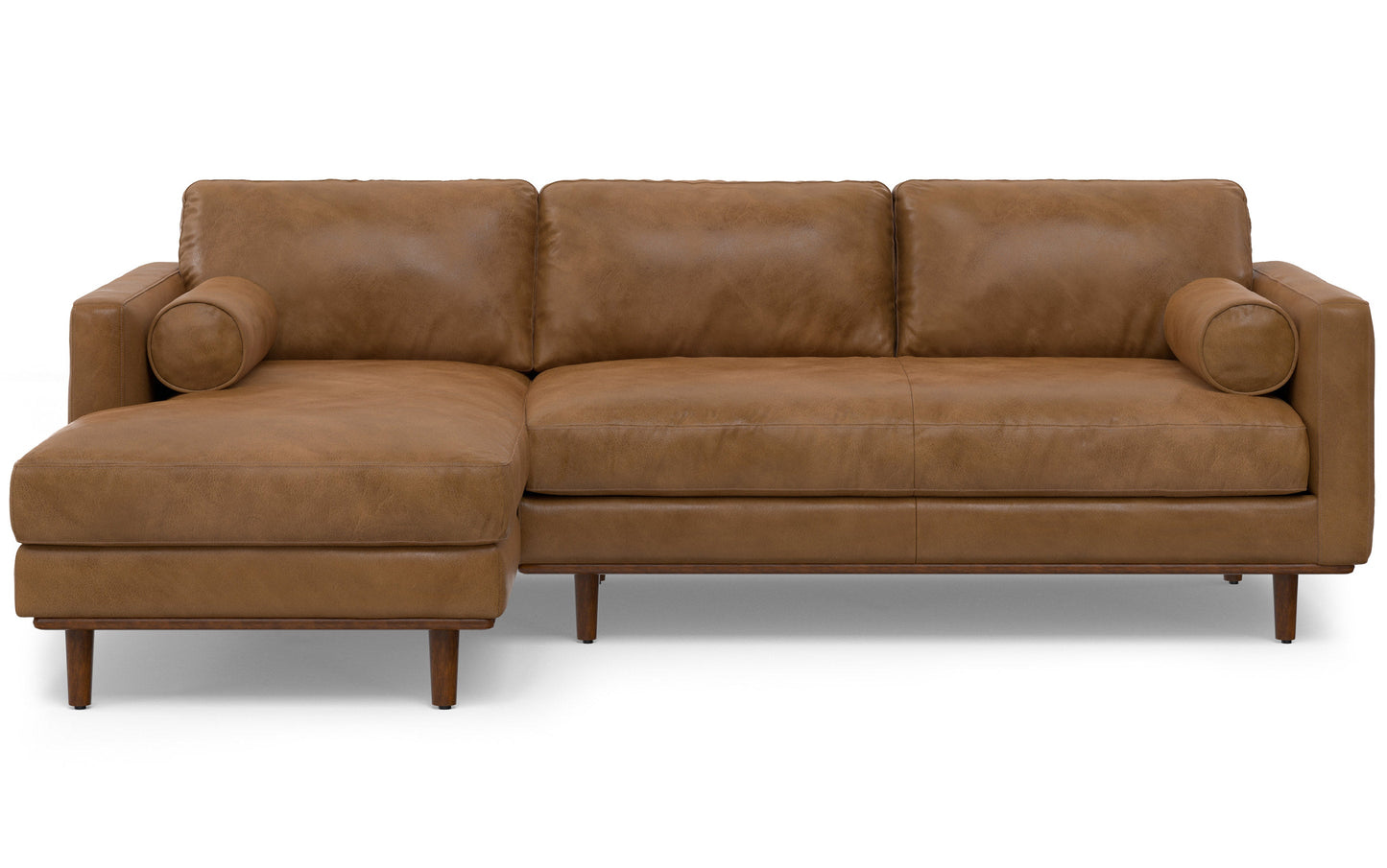 Caramel Brown Genuine Leather | Morrison Left Sectional in Genuine Leather