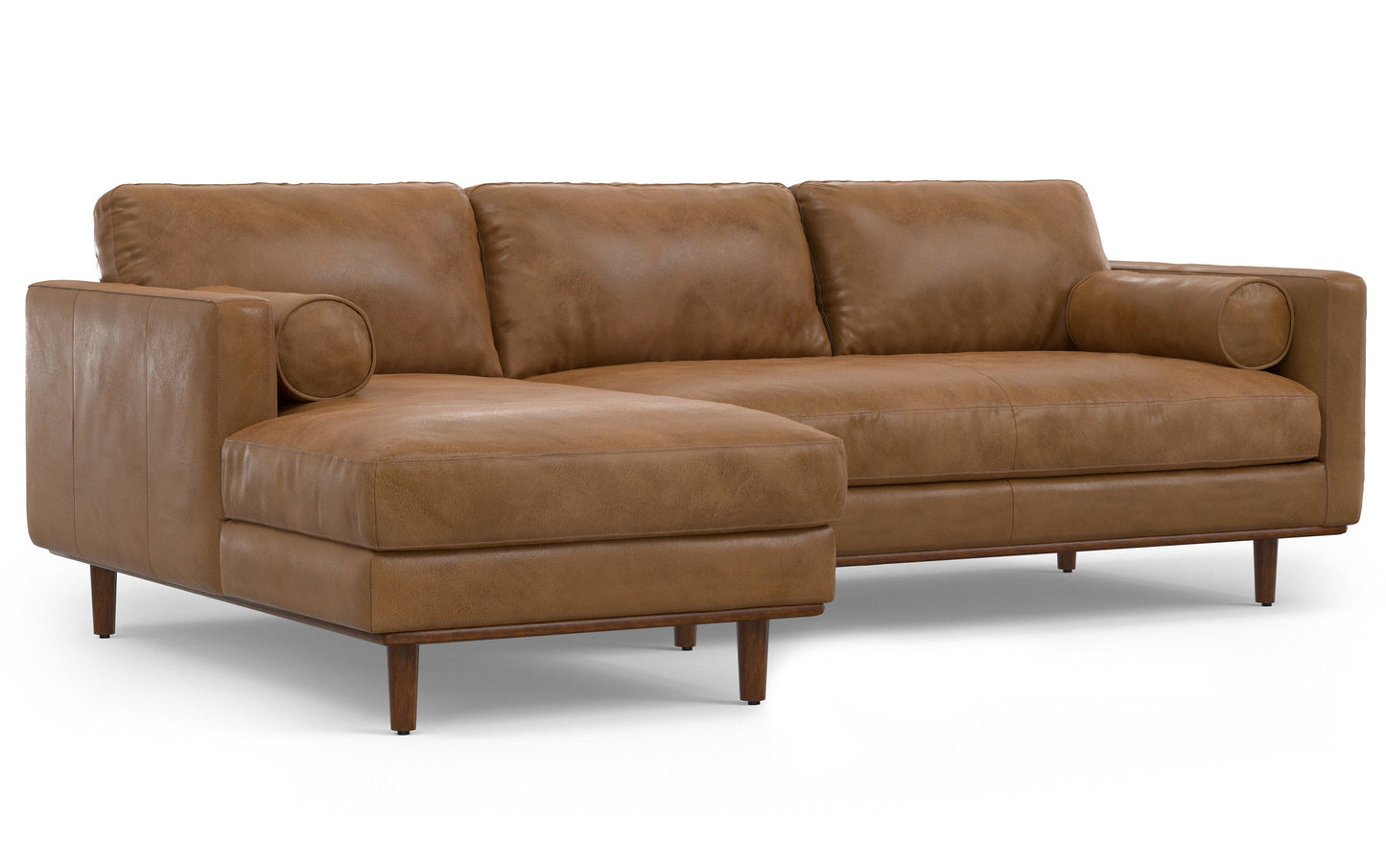 Caramel Brown Genuine Leather | Morrison Left Sectional in Genuine Leather