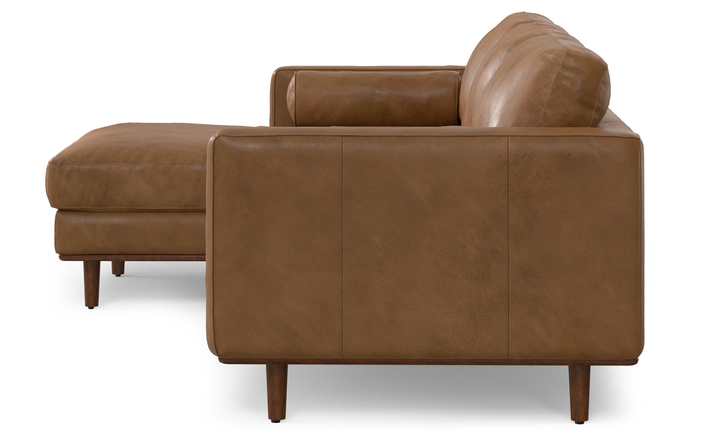 Caramel Brown Genuine Leather | Morrison Left Sectional in Genuine Leather