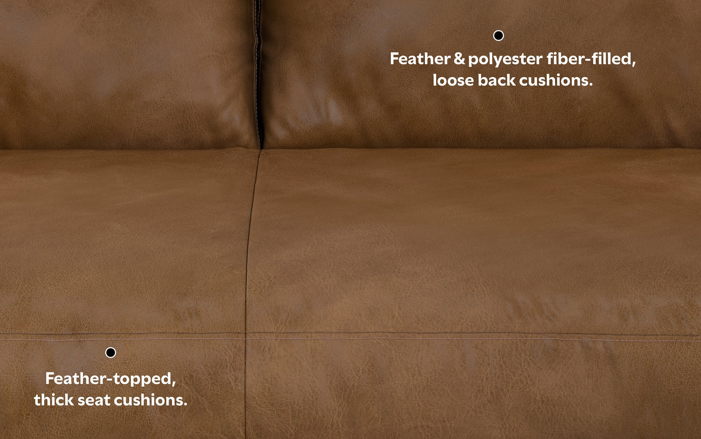 Caramel Brown Genuine Top Grain Leather | Morrison Mid Century Sectional in Genuine Leather