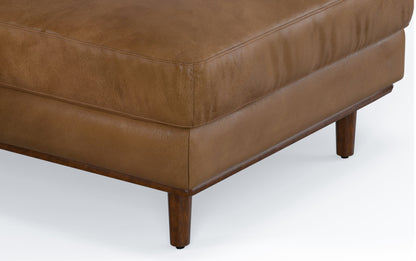 Caramel Brown Genuine Top Grain Leather | Morrison Mid Century Sectional in Genuine Leather