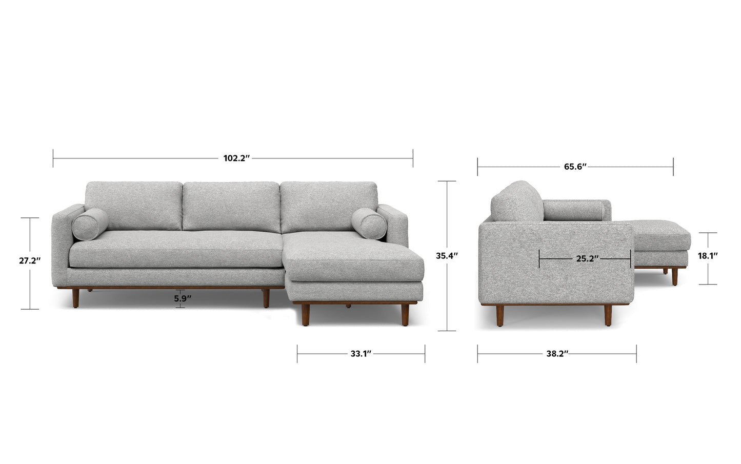 Mist Grey Woven-Blend Fabric | Morrison Mid Century Sectional