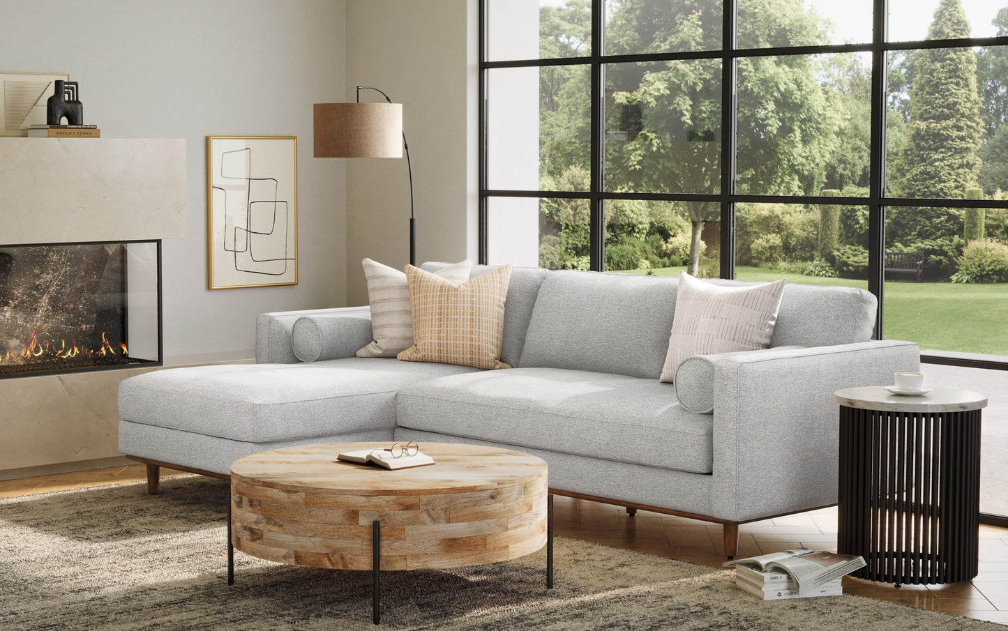 Mist Grey Woven-Blend Fabric | Morrison Left Sectional