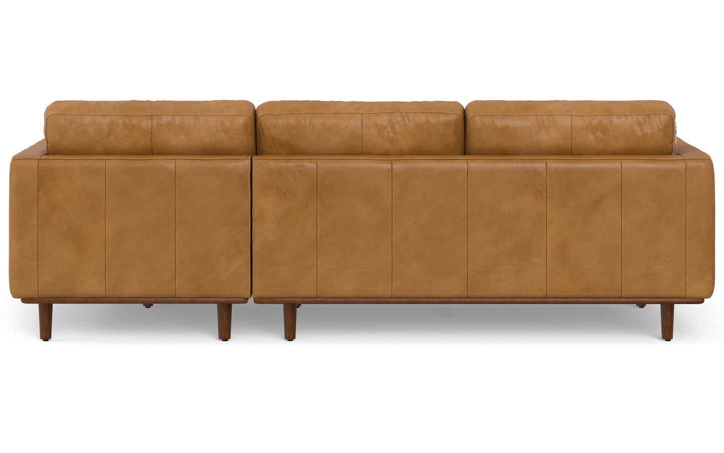 Sienna Genuine Top Grain Leather | Morrison Mid Century Sectional in Genuine Leather