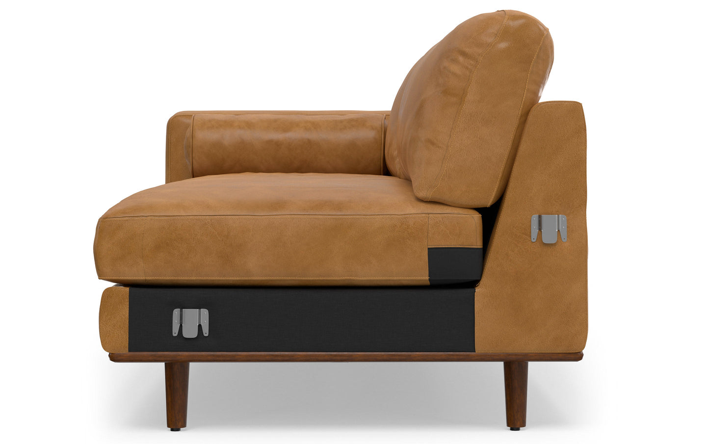 Sienna Genuine Top Grain Leather | Morrison Mid Century Sectional in Genuine Leather