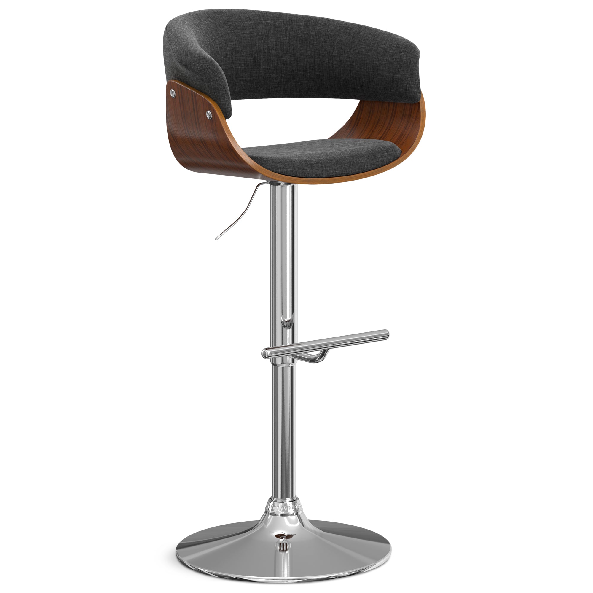 Charcoal Grey Linen Style Fabric | Sheldon Adjustable Swivel Bar Stool