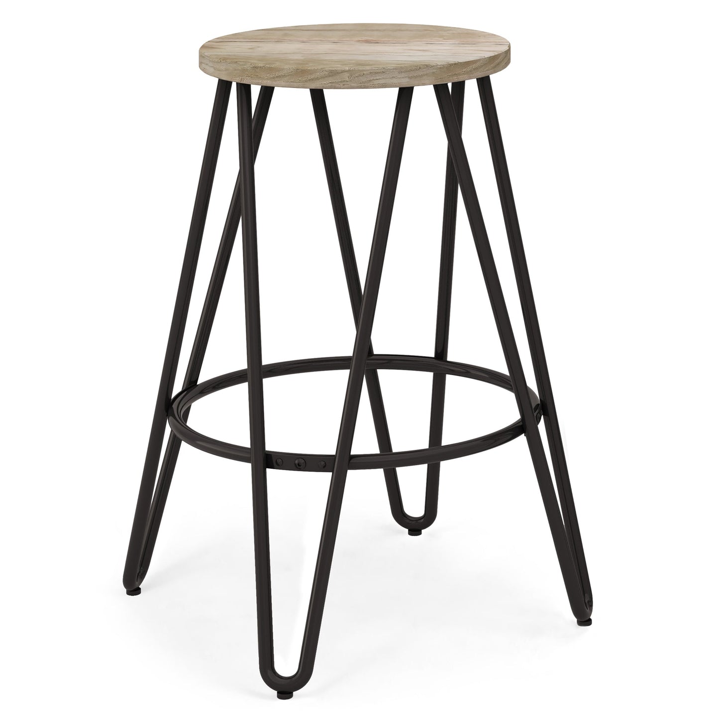 Natural | Simeon 24 inch Metal Counter Height Stool with Wood Seat