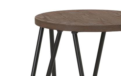 Cocoa Brown | Simeon 24 inch Metal Counter Height Stool with Wood Seat