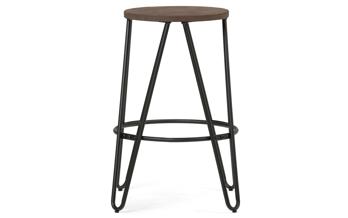 Cocoa Brown | Simeon 24 inch Metal Counter Height Stool with Wood Seat