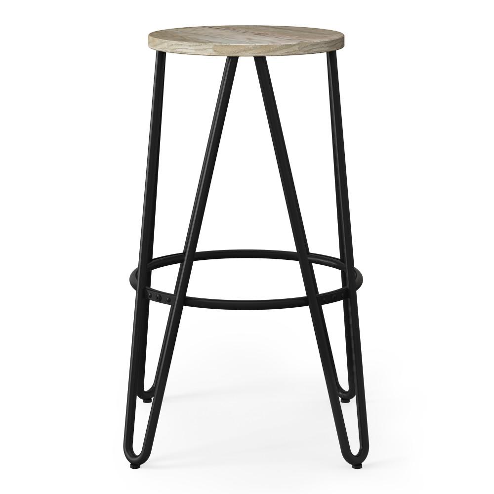 Natural 26 inch | Simeon 26 inch Metal Counter Height Stool with Wood Seat (Set of 2)