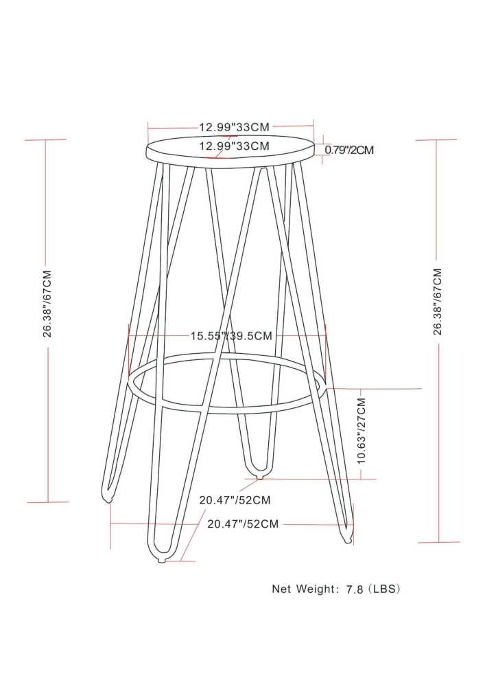 Natural 26 inch | Simeon 26 inch Metal Counter Height Stool with Wood Seat (Set of 2)