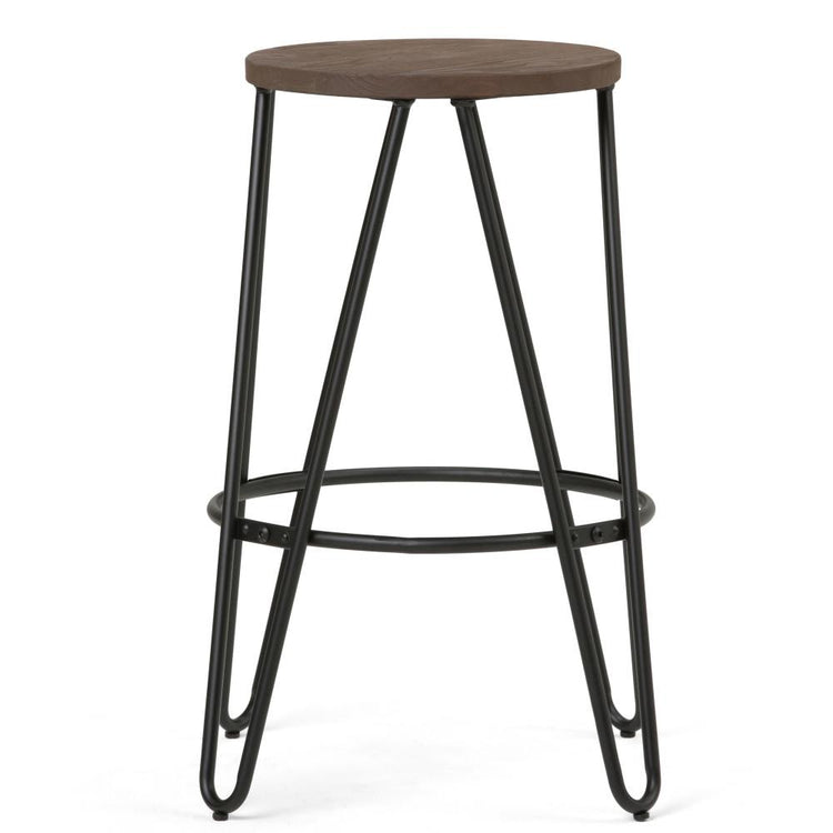 Cocoa Brown 26 inch | Simeon 26 inch Metal Counter Height Stool with Wood Seat (Set of 2)