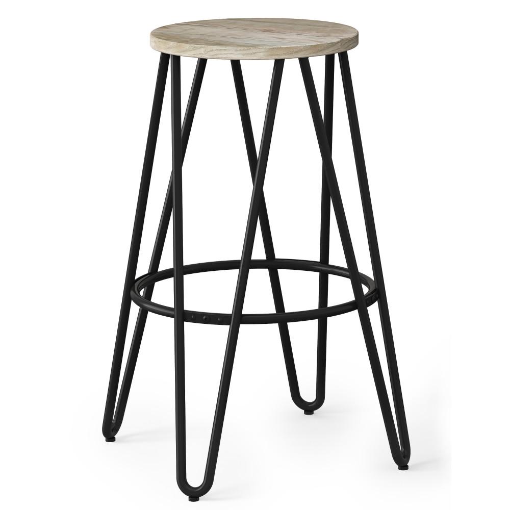 Natural | Simeon 30 inch Metal Bar Stool with Wood Seat