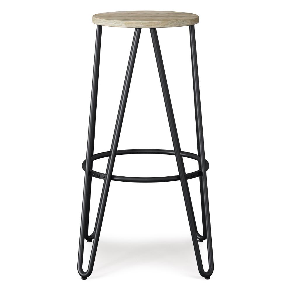 Natural | Simeon 30 inch Metal Bar Stool with Wood Seat