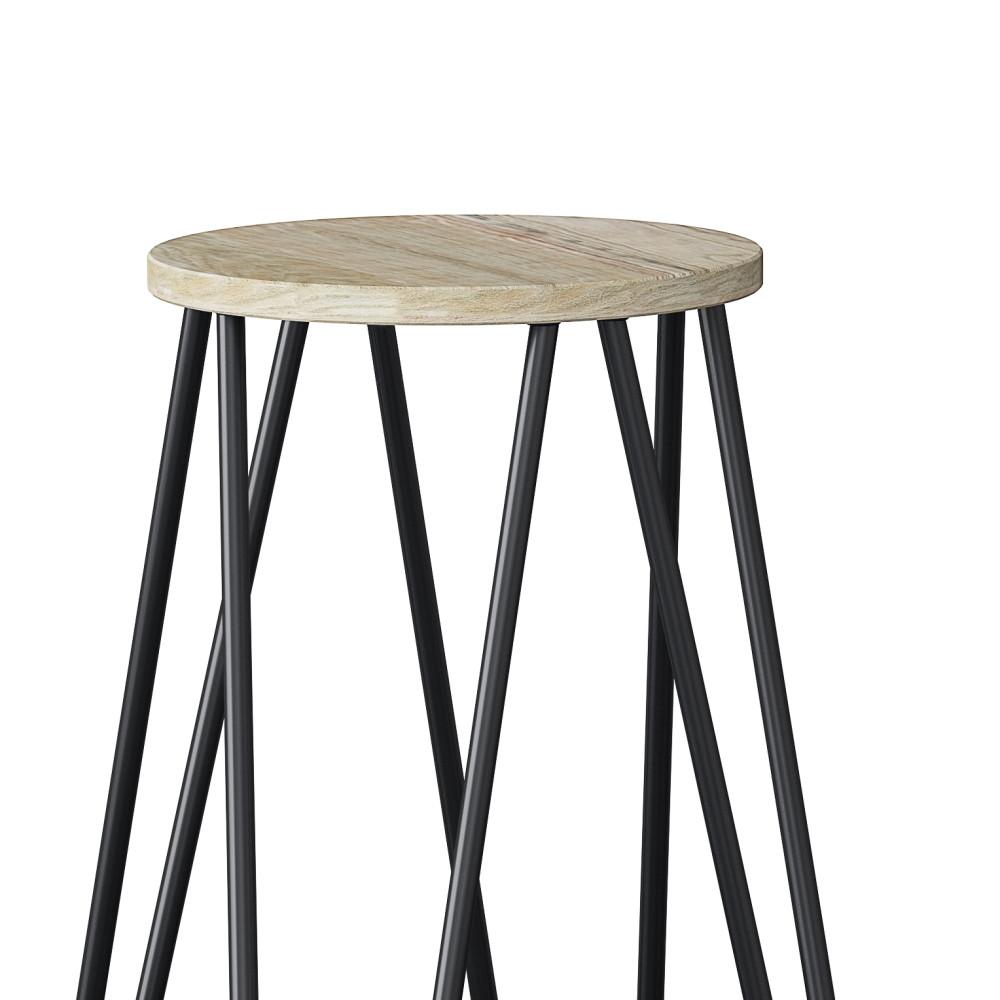 Natural | Simeon 30 inch Metal Bar Stool with Wood Seat