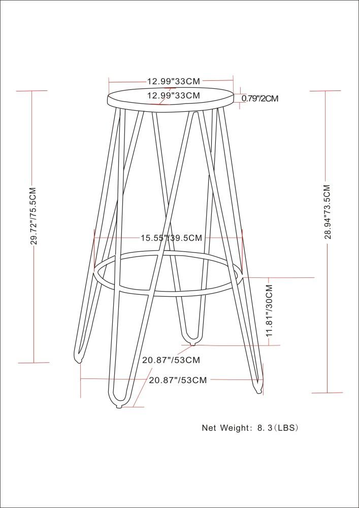 Natural | Simeon 30 inch Metal Bar Stool with Wood Seat