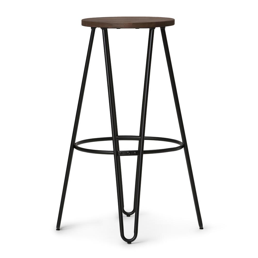 Cocoa Brown  | Simeon 30 inch Metal Bar Stool with Wood Seat