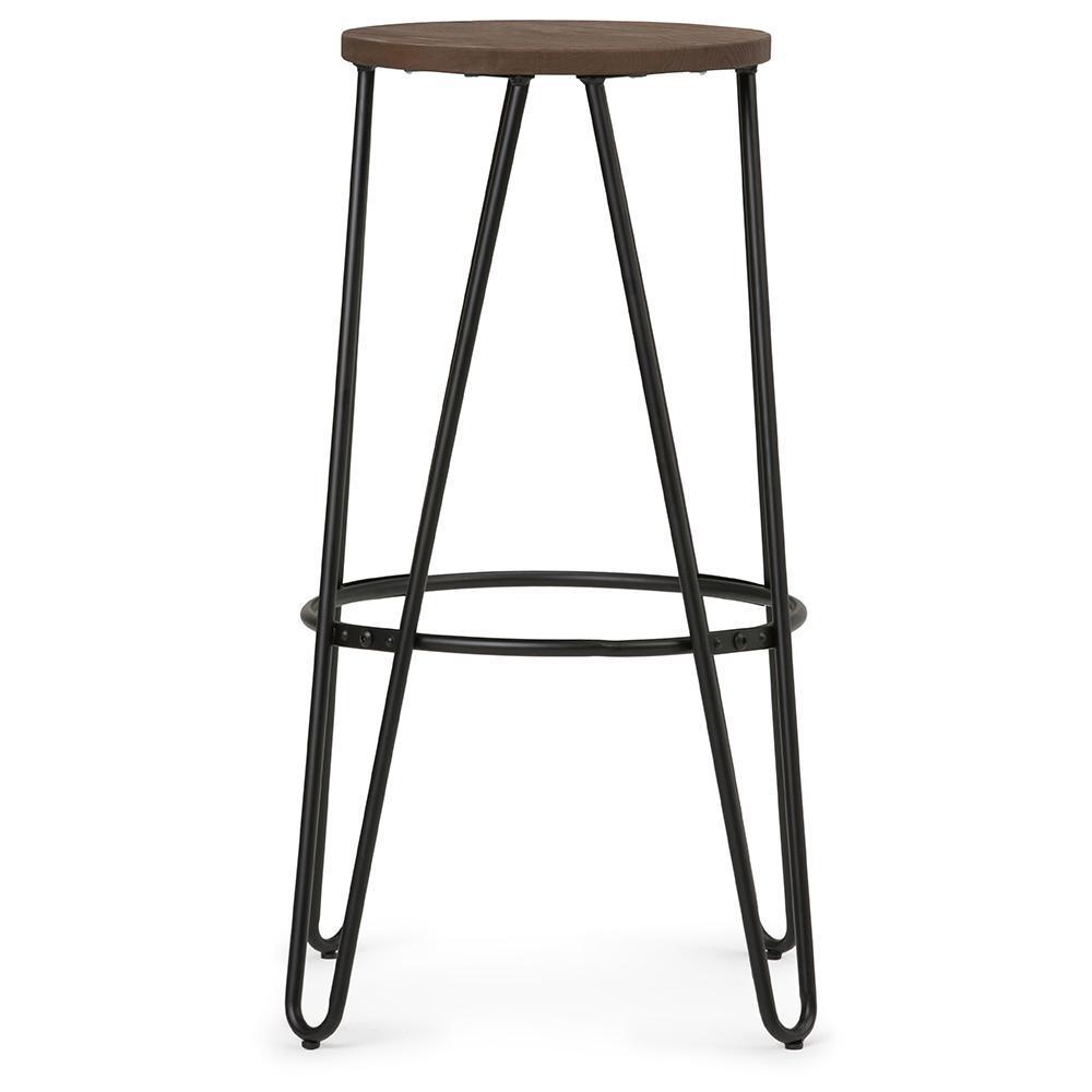 Cocoa Brown  | Simeon 30 inch Metal Bar Stool with Wood Seat