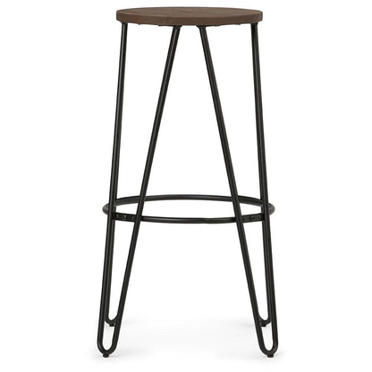 Cocoa Brown  | Simeon 30 inch Metal Bar Stool with Wood Seat