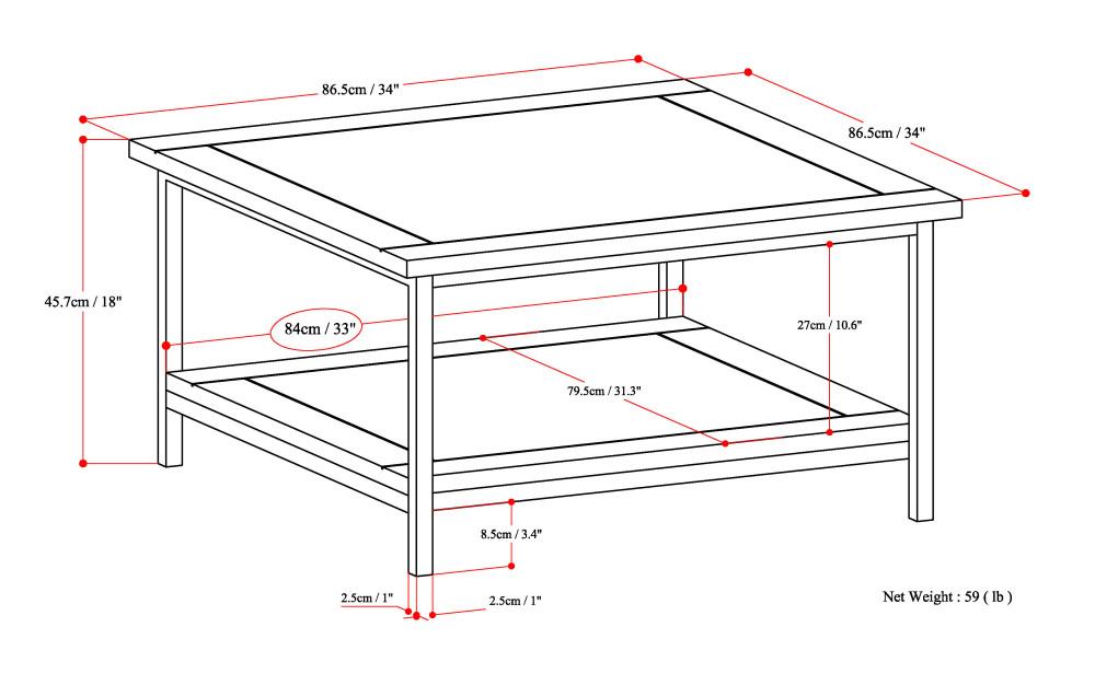 Walnut Brown | Skyler 34 inch Square Coffee Table