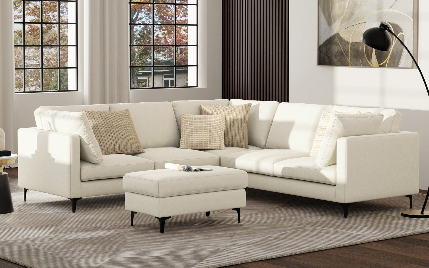 Cream | Ava Mid Century Corner Sectional