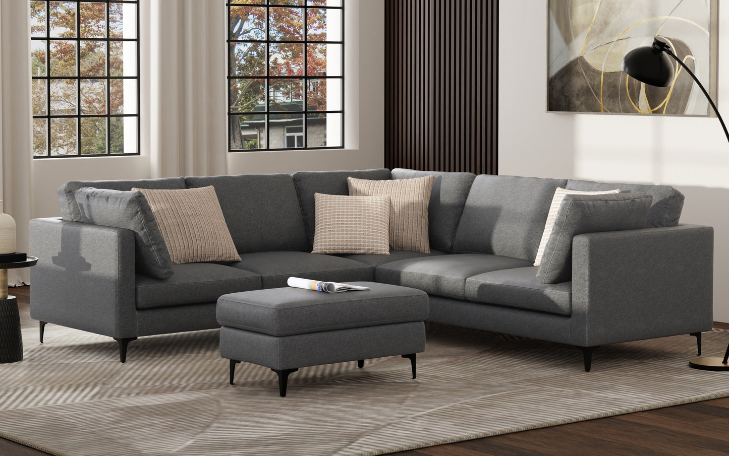 Pebble Grey | Ava Mid Century Corner Sectional