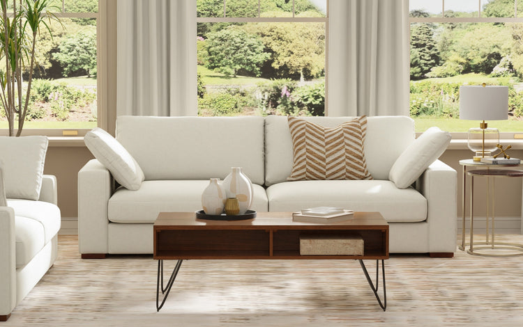 Cream Performance Fabric | Charlie 96 inch Deep Seater Sofa