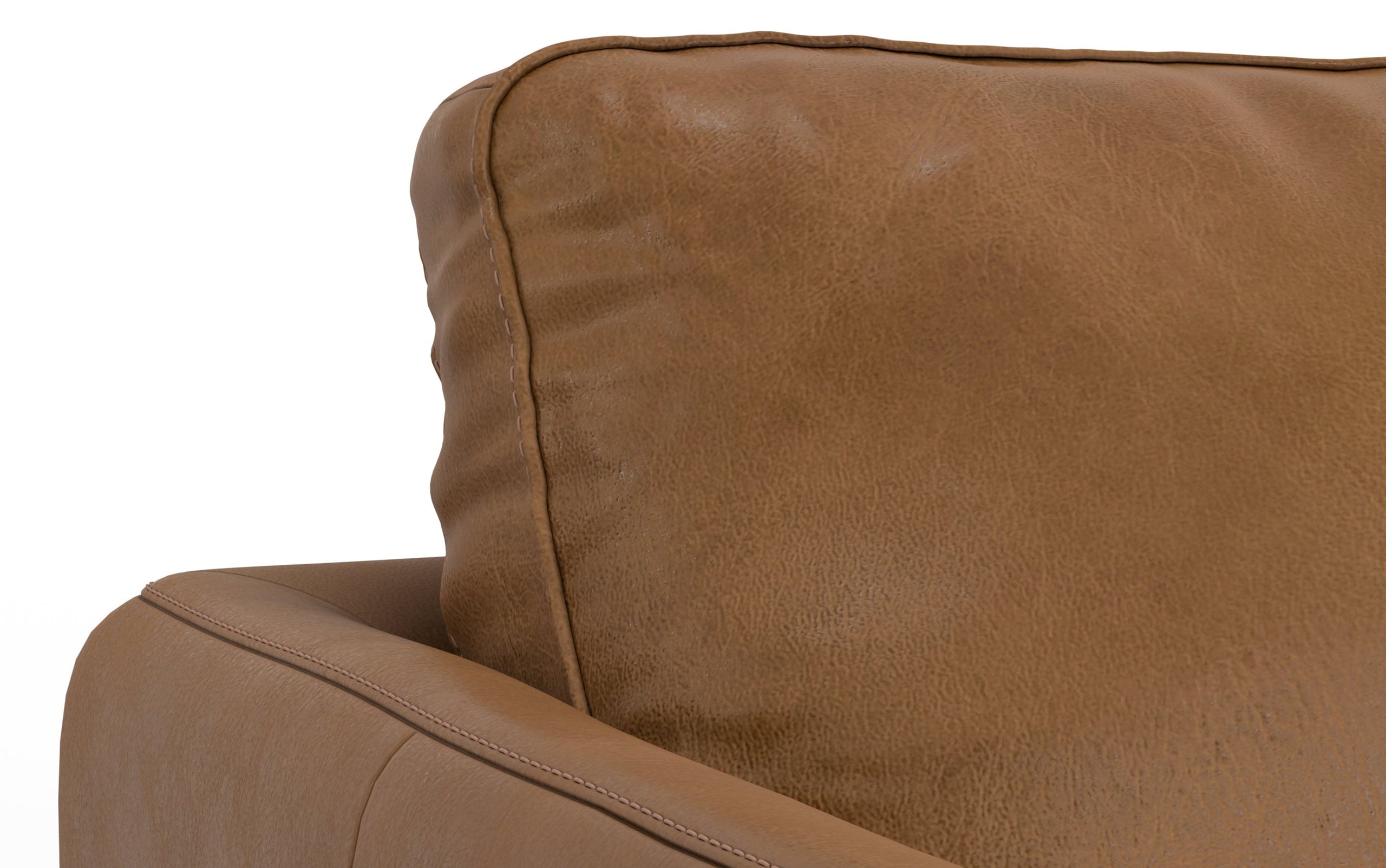 Caramel Brown Genuine Top Grain Leather | Livingston 90 inch Mid Century Sofa in Genuine Leather