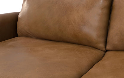 Caramel Brown Genuine Top Grain Leather | Livingston 90 inch Mid Century Sofa in Genuine Leather