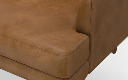 Caramel Brown Genuine Top Grain Leather | Livingston 90 inch Mid Century Sofa in Genuine Leather