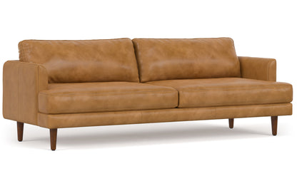 Sienna Genuine Top Grain Leather | Livingston 90 inch Mid Century Sofa in Genuine Leather