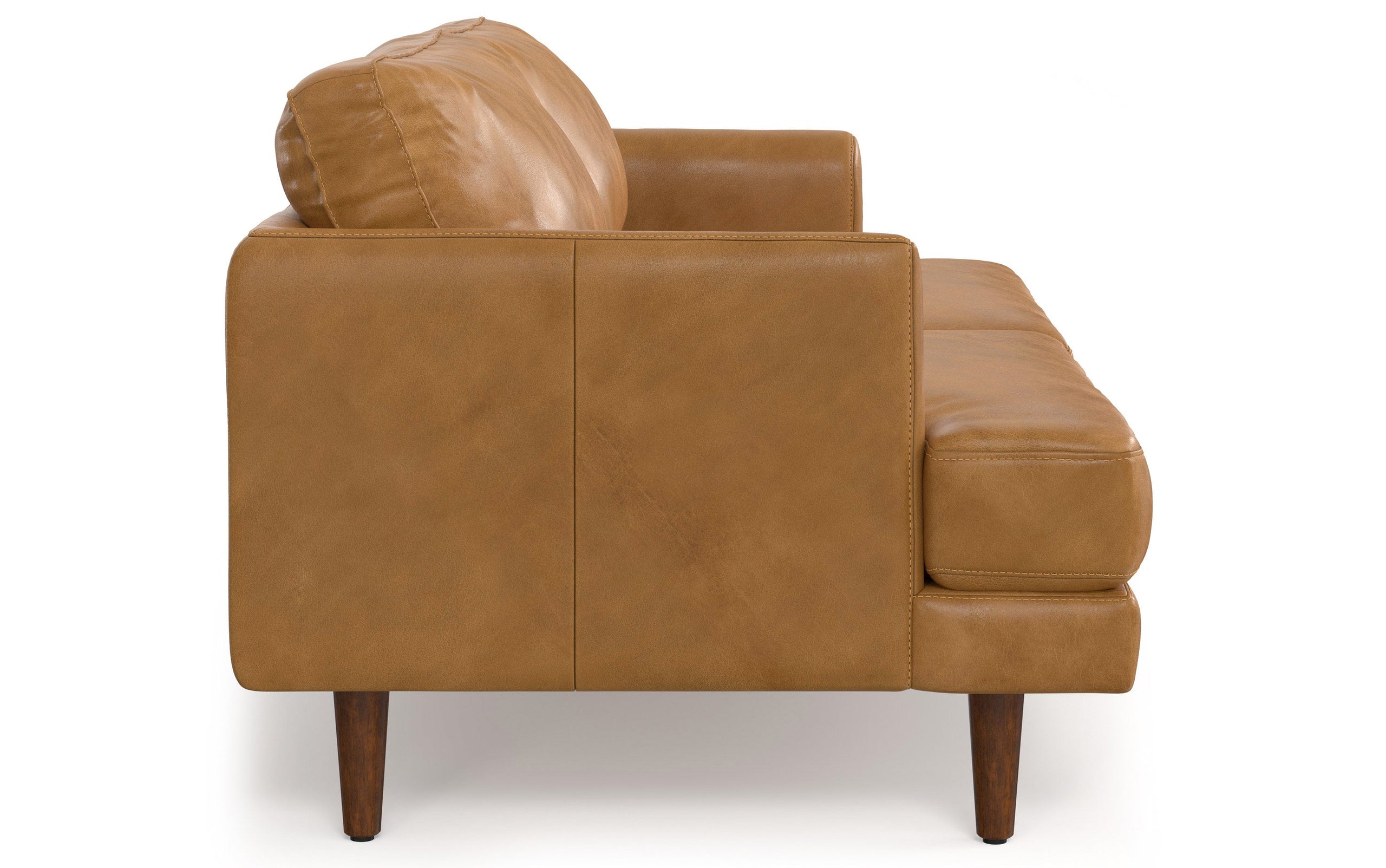 Sienna Genuine Top Grain Leather | Livingston 76 inch Mid Century Sofa in Genuine Leather