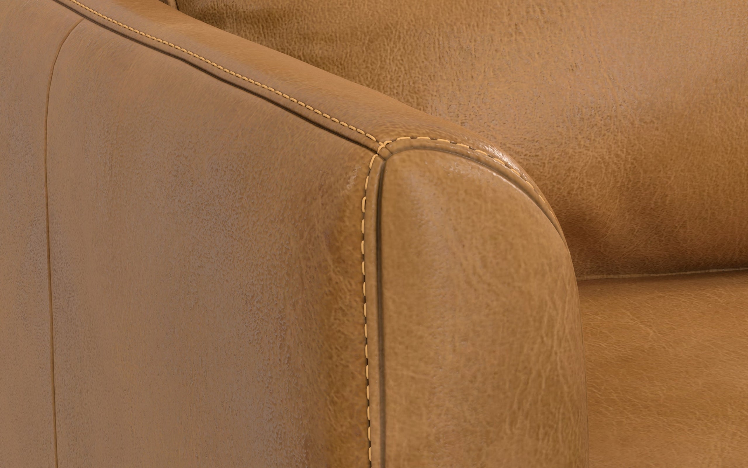 Sienna Genuine Top Grain Leather | Livingston 90 inch Mid Century Sofa in Genuine Leather