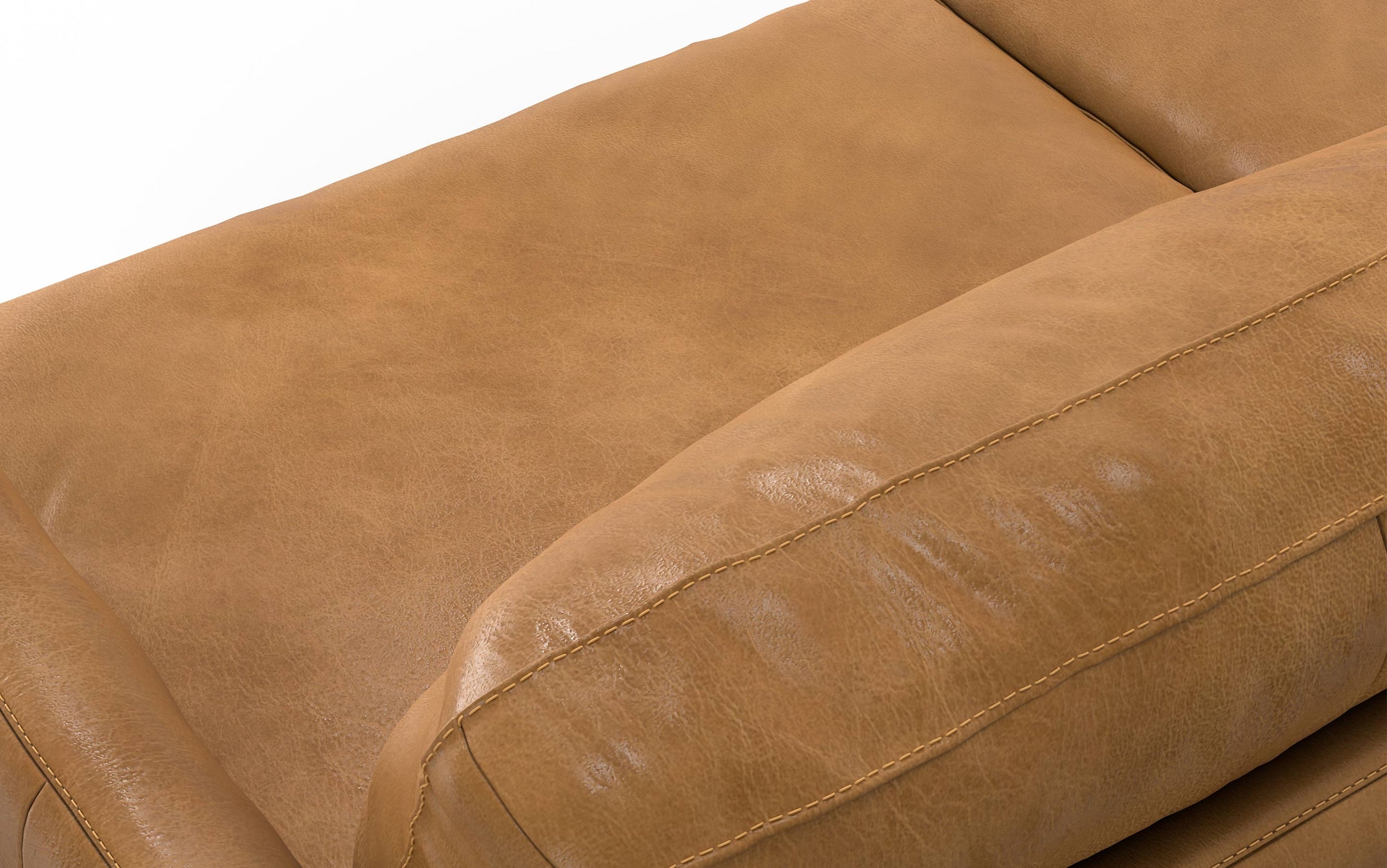 Sienna Genuine Top Grain Leather | Livingston 90 inch Mid Century Sofa in Genuine Leather