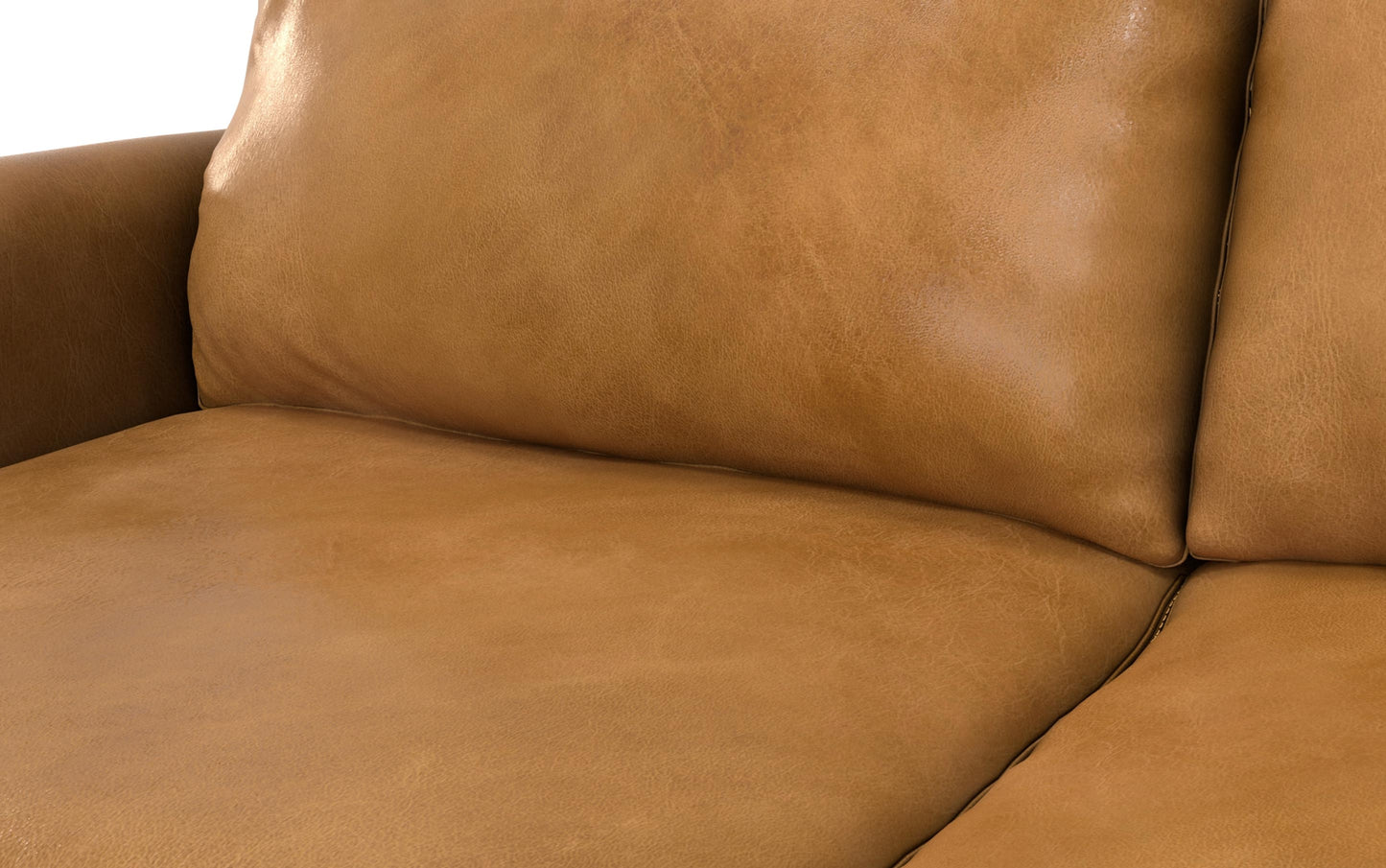 Sienna Genuine Top Grain Leather | Livingston 90 inch Mid Century Sofa in Genuine Leather