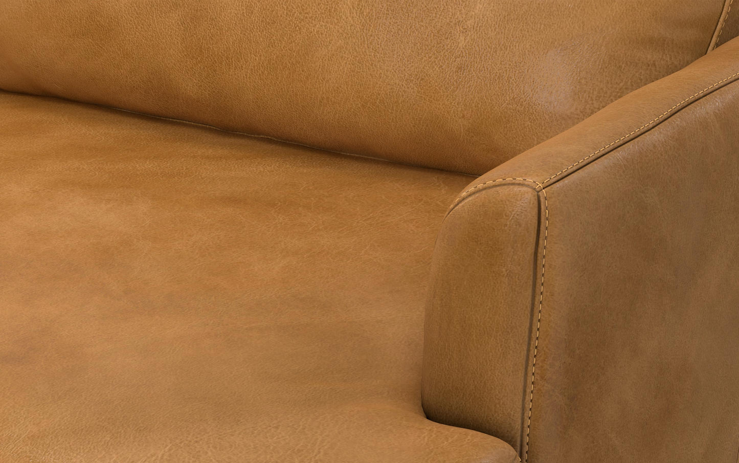 Sienna Genuine Top Grain Leather | Livingston 90 inch Mid Century Sofa in Genuine Leather