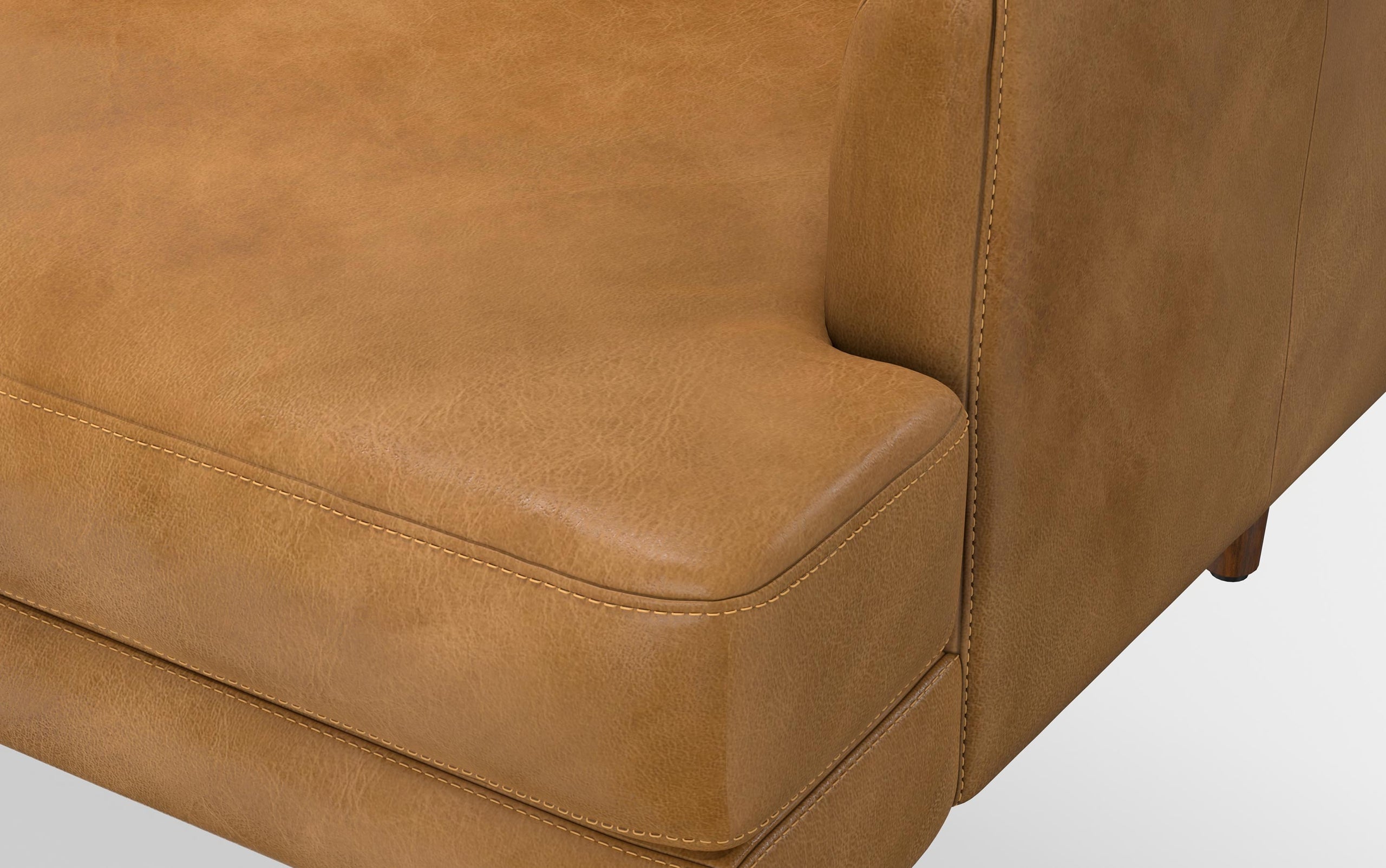 Sienna Genuine Top Grain Leather | Livingston 90 inch Mid Century Sofa in Genuine Leather