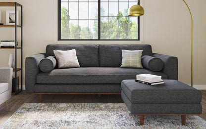 Charcoal Grey Woven-Blend Fabric | Morrison 72 inch Mid Century Sofa